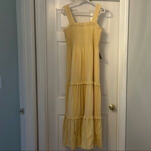 Yellow Sleeveless Tiered Dress